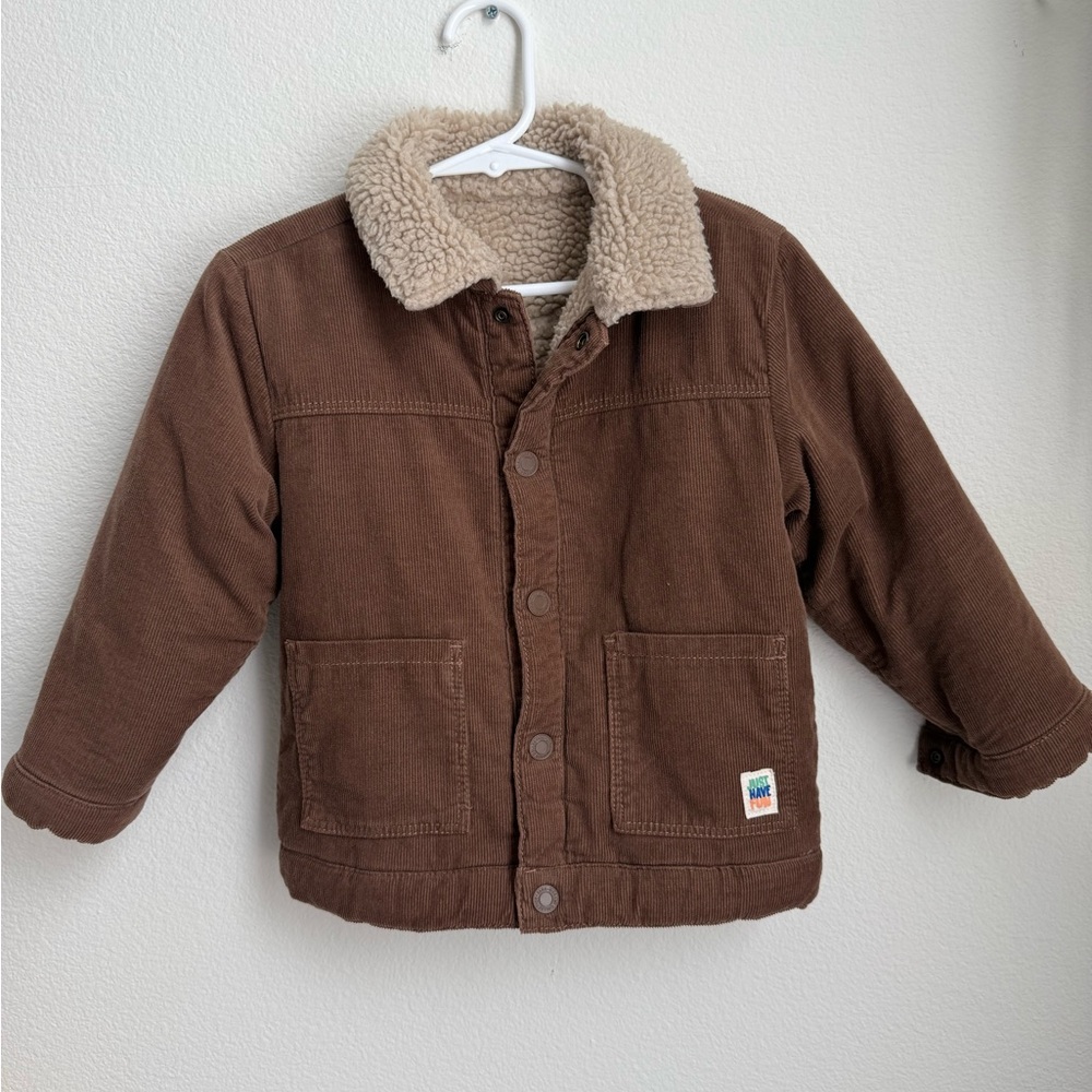 Brown Sherpa-Lined Kids Jacket